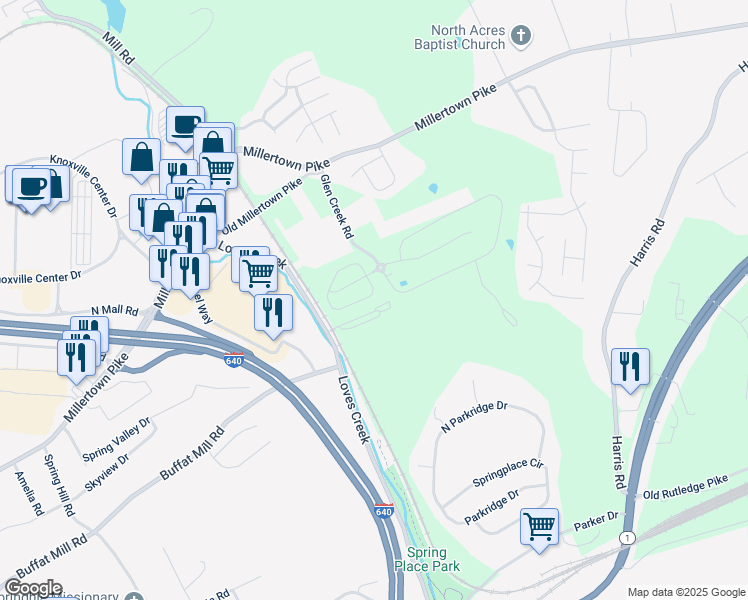 map of restaurants, bars, coffee shops, grocery stores, and more near 2346 McCampbell Wells Way in Knoxville