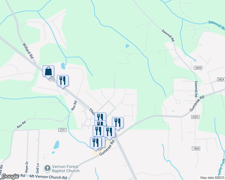 map of restaurants, bars, coffee shops, grocery stores, and more near 4660 Joe Shawn Road in Winston-Salem