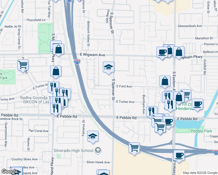 map of restaurants, bars, coffee shops, grocery stores, and more near 1770 Dark Wolf Avenue in Las Vegas