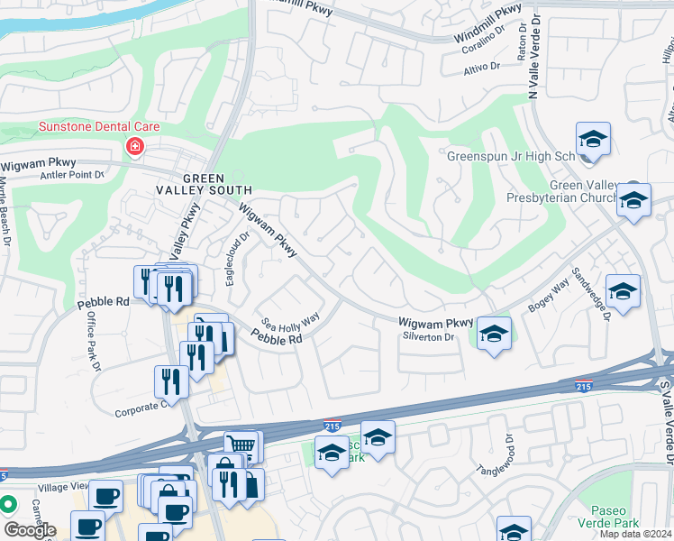 map of restaurants, bars, coffee shops, grocery stores, and more near 114 Weatherwood Court in Henderson