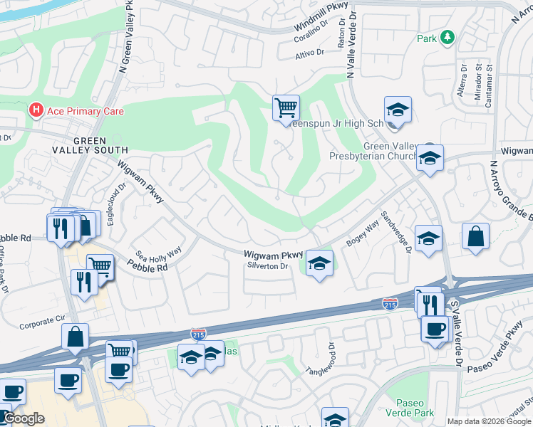 map of restaurants, bars, coffee shops, grocery stores, and more near 103 Augusta Pl in Henderson