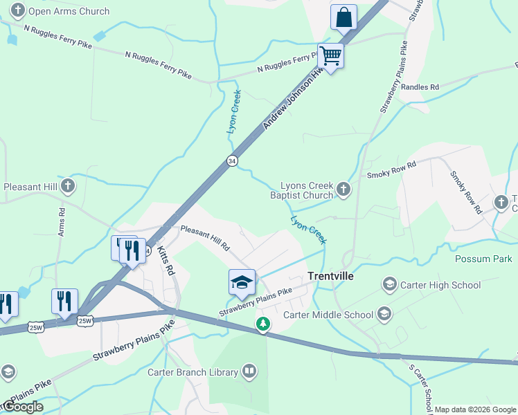 map of restaurants, bars, coffee shops, grocery stores, and more near in Trentville