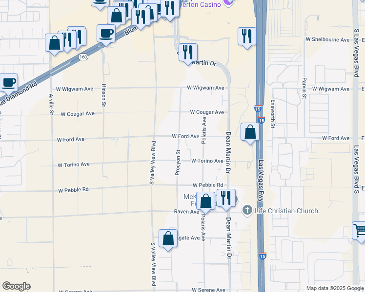 map of restaurants, bars, coffee shops, grocery stores, and more near 8736 Procyon Street in Las Vegas