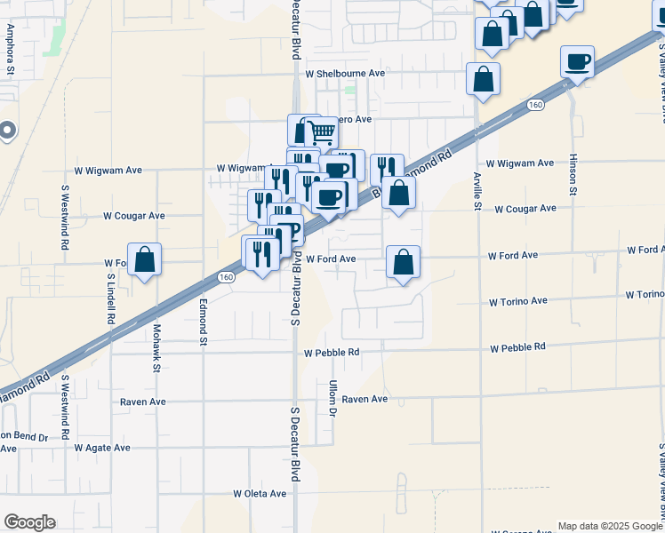 map of restaurants, bars, coffee shops, grocery stores, and more near 4802 Sequoia Tree Avenue in Las Vegas