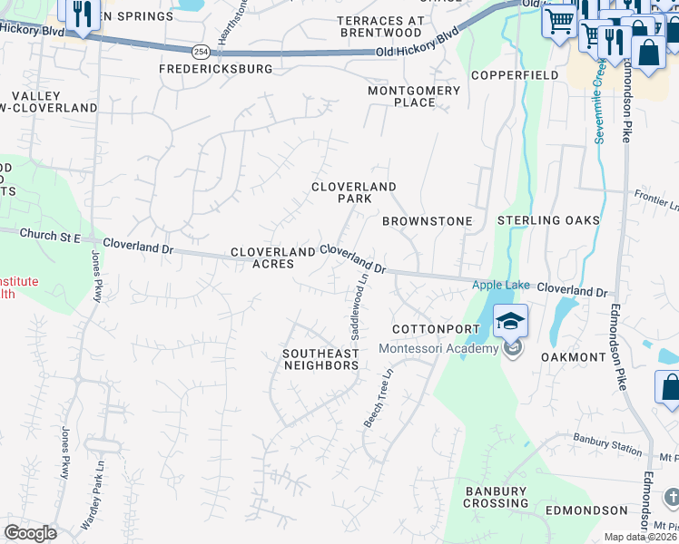 map of restaurants, bars, coffee shops, grocery stores, and more near 100 Portsmouth Cove in Brentwood