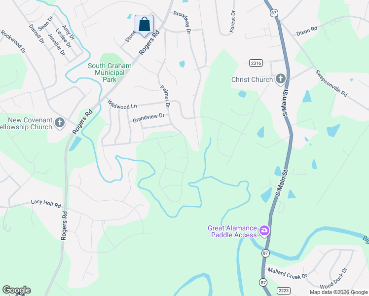 map of restaurants, bars, coffee shops, grocery stores, and more near 1923 Broadway Drive in Graham