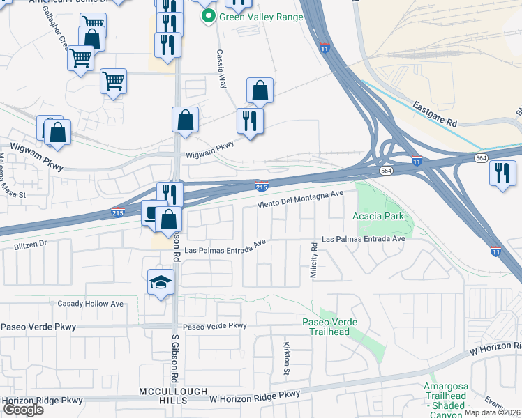 map of restaurants, bars, coffee shops, grocery stores, and more near 48 El Rio Court in Henderson