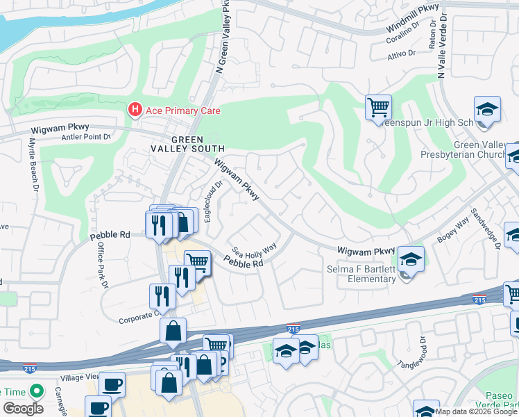 map of restaurants, bars, coffee shops, grocery stores, and more near 2128 Feather Bush St in Henderson