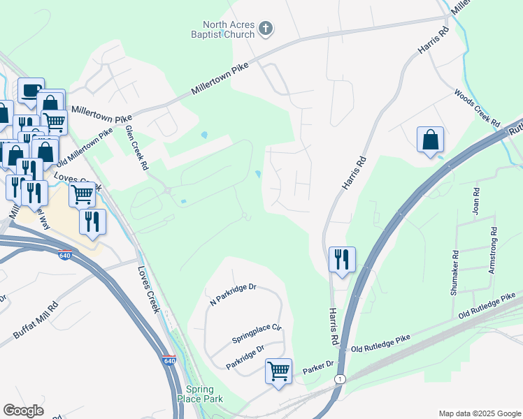 map of restaurants, bars, coffee shops, grocery stores, and more near 2001 Mosaic Ln in Knoxville