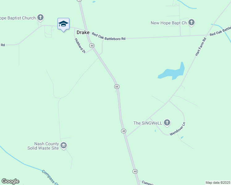 map of restaurants, bars, coffee shops, grocery stores, and more near 5001-5491 Highway 48 in Nash