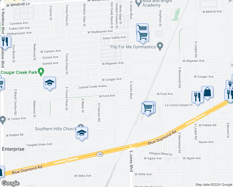 map of restaurants, bars, coffee shops, grocery stores, and more near 6187 Cactus Brook Court in Las Vegas