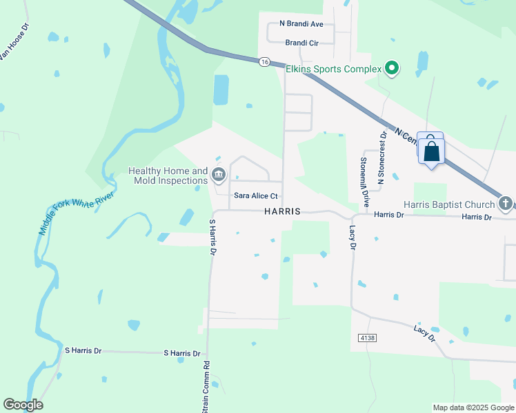 map of restaurants, bars, coffee shops, grocery stores, and more near 2458 Harris Drive in Fayetteville