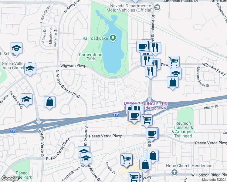 map of restaurants, bars, coffee shops, grocery stores, and more near 50 Aura de Blanco Street in Henderson