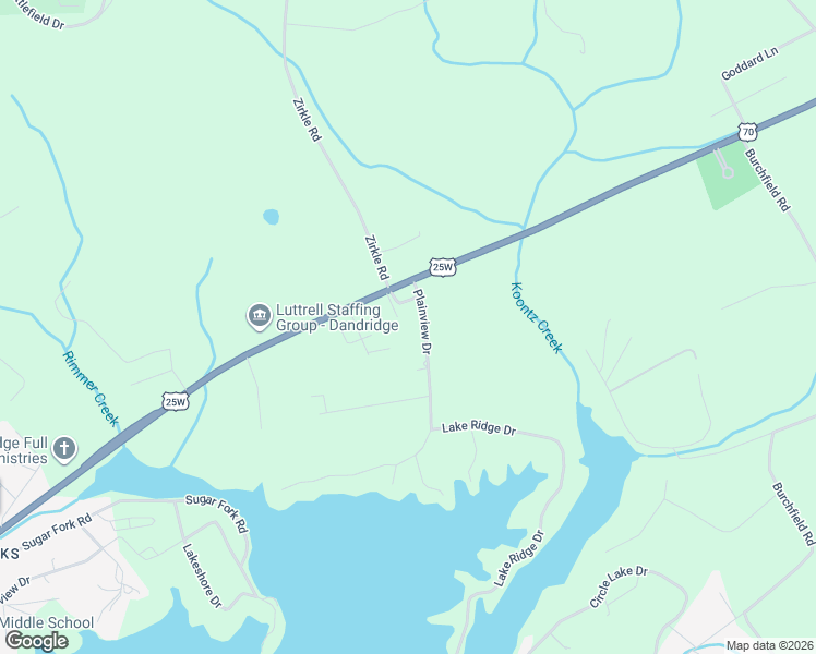 map of restaurants, bars, coffee shops, grocery stores, and more near 721 Plainview Drive in Dandridge