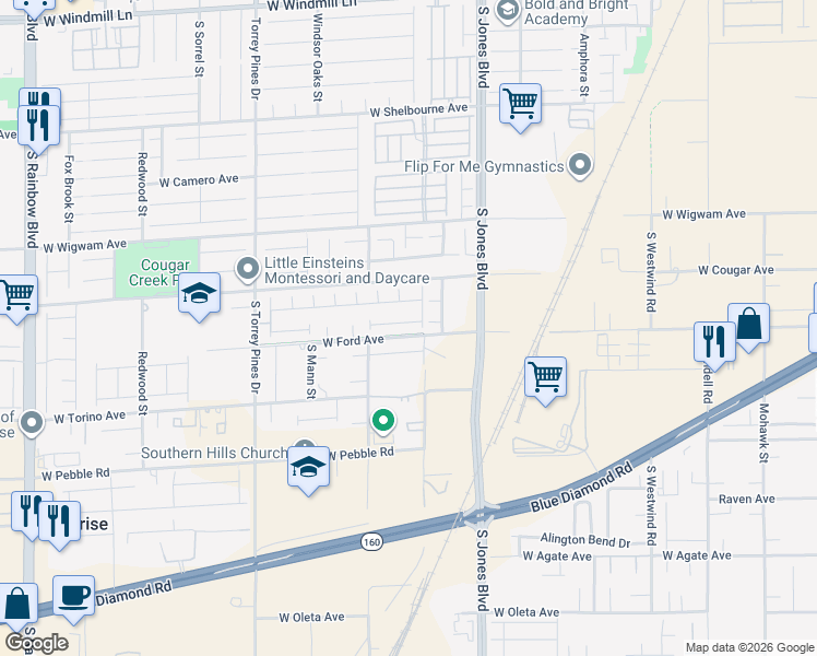 map of restaurants, bars, coffee shops, grocery stores, and more near 6227 Olde Lockford Court in Las Vegas