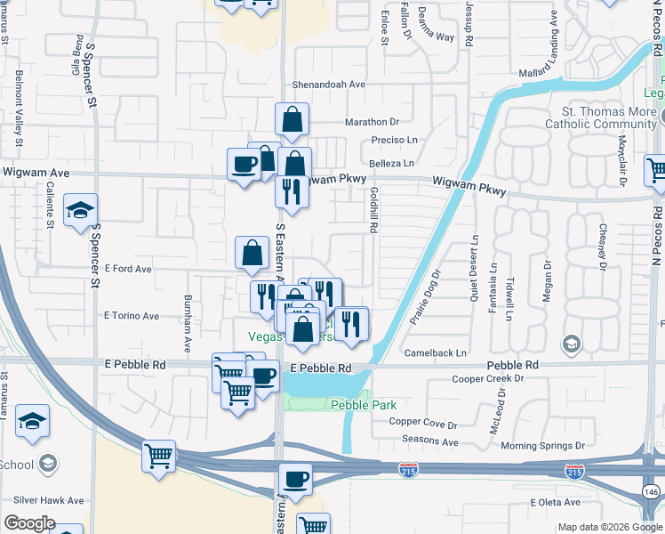 map of restaurants, bars, coffee shops, grocery stores, and more near 8684 Jasper Wood Street in Henderson