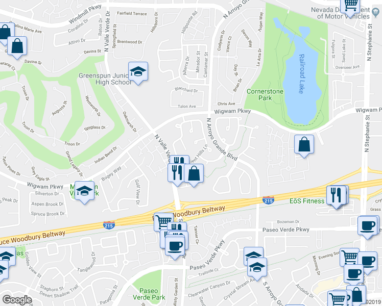 map of restaurants, bars, coffee shops, grocery stores, and more near 78 Lost Mountain in Henderson