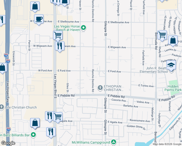 map of restaurants, bars, coffee shops, grocery stores, and more near 8712 Rancho Destino Road in Las Vegas