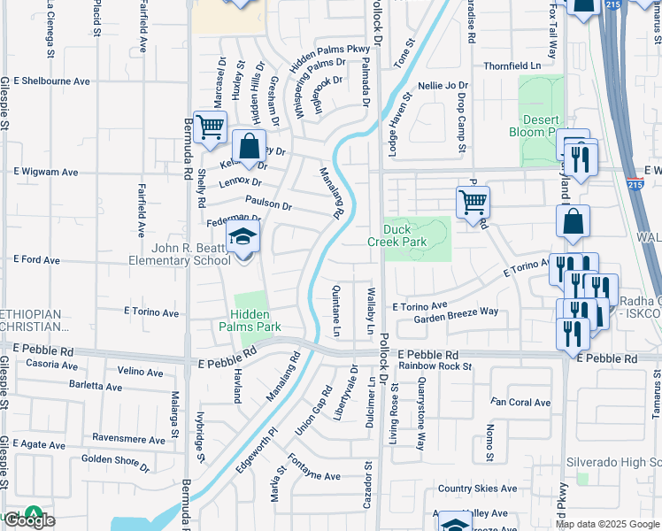 map of restaurants, bars, coffee shops, grocery stores, and more near 699 Tiffany Bend Street in Las Vegas