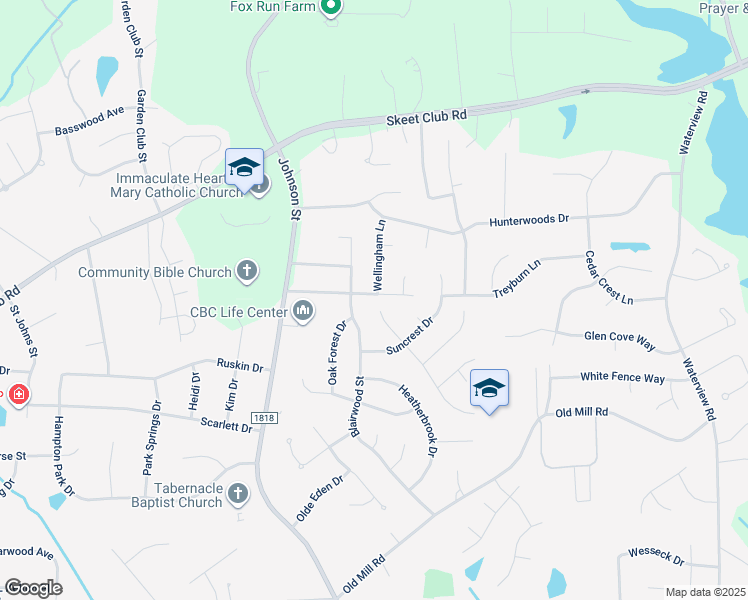 map of restaurants, bars, coffee shops, grocery stores, and more near 1206 Maplewood Avenue in High Point