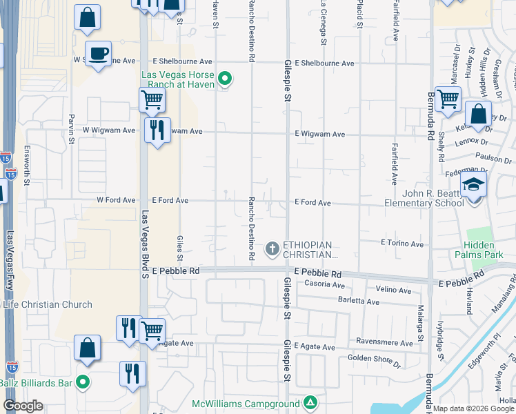 map of restaurants, bars, coffee shops, grocery stores, and more near 8712 Rancho Destino Road in Las Vegas