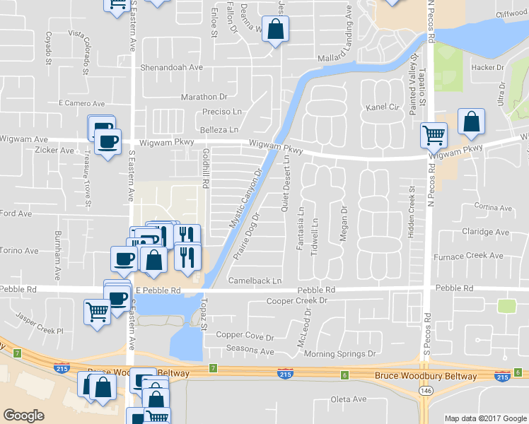 map of restaurants, bars, coffee shops, grocery stores, and more near 2815 Whisper Lane in Henderson