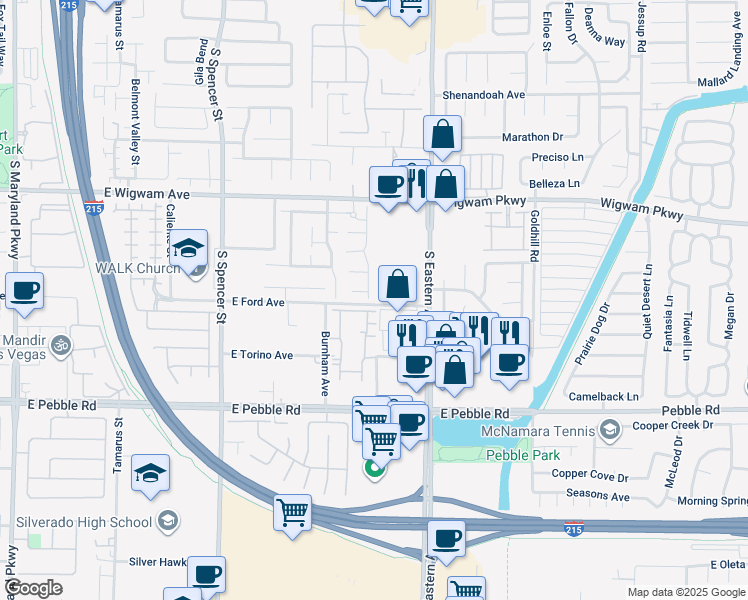 map of restaurants, bars, coffee shops, grocery stores, and more near 8692 Treasure Trove Street in Las Vegas