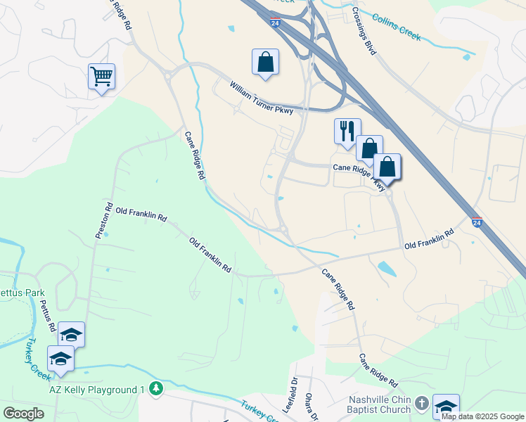 map of restaurants, bars, coffee shops, grocery stores, and more near 5524 Cane Ridge Road in Nashville