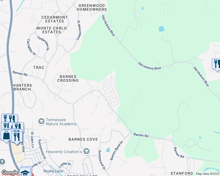 map of restaurants, bars, coffee shops, grocery stores, and more near 2330 Somerset Valley Drive in Nashville