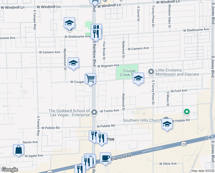 map of restaurants, bars, coffee shops, grocery stores, and more near 6837 Crimson Lily Street in Las Vegas