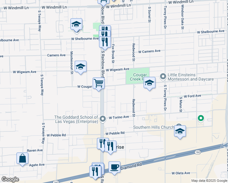 map of restaurants, bars, coffee shops, grocery stores, and more near 6831 Crimson Lily Street in Las Vegas