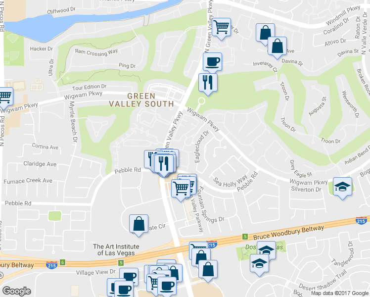 map of restaurants, bars, coffee shops, grocery stores, and more near 2198 Polynesia Circle in Henderson