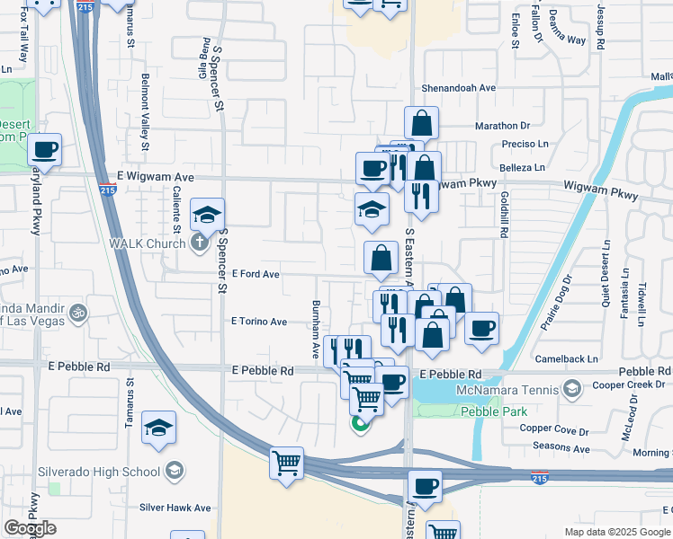 map of restaurants, bars, coffee shops, grocery stores, and more near 2167 TIMESCAPE Court in Las Vegas