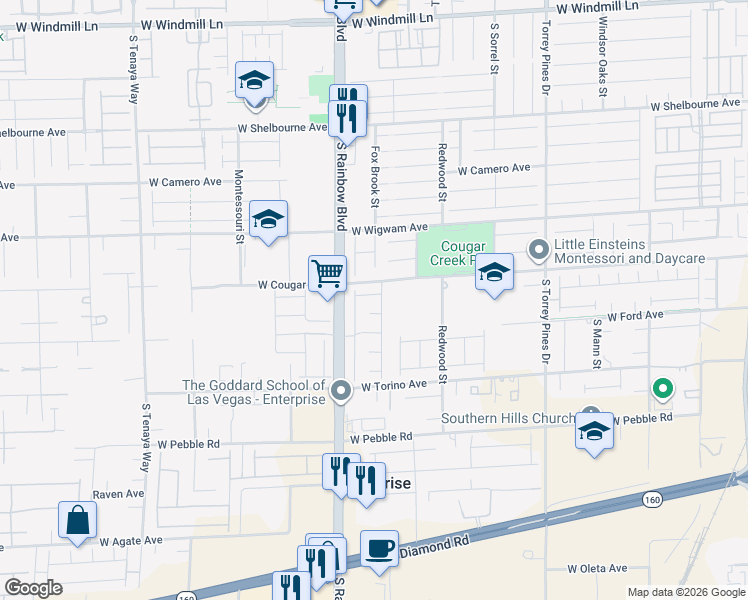 map of restaurants, bars, coffee shops, grocery stores, and more near 6837 Crimson Lily Street in Las Vegas