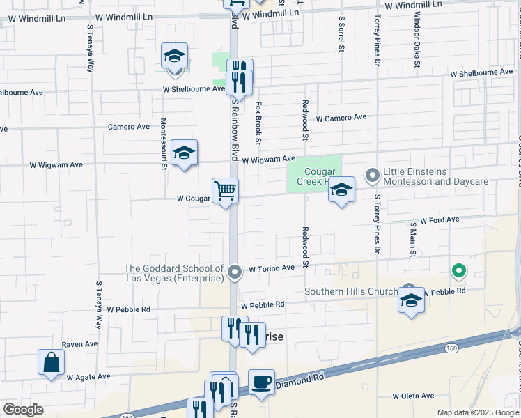map of restaurants, bars, coffee shops, grocery stores, and more near 6831 Crimson Lily Street in Las Vegas