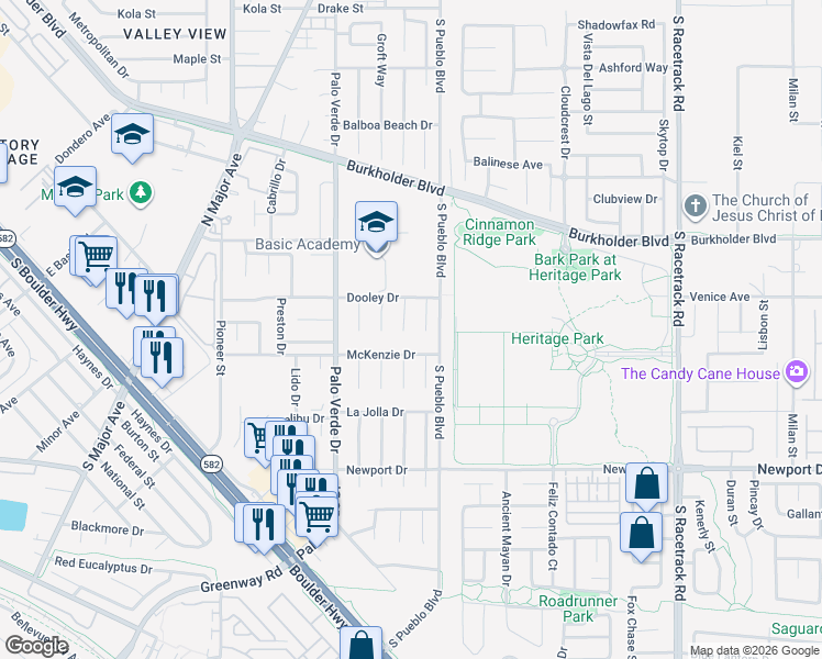 map of restaurants, bars, coffee shops, grocery stores, and more near 340 Tangerine Court in Henderson