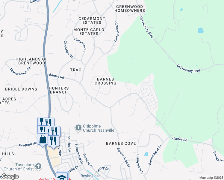 map of restaurants, bars, coffee shops, grocery stores, and more near 1964 Shaylin Loop in Nashville