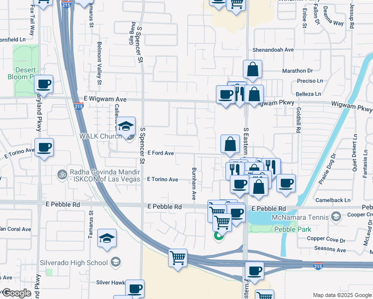 map of restaurants, bars, coffee shops, grocery stores, and more near 2047 Tanner Valley Circle in Las Vegas