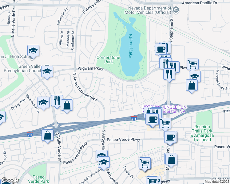 map of restaurants, bars, coffee shops, grocery stores, and more near 41 Jasmine Point Street in Henderson