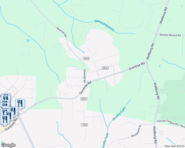 map of restaurants, bars, coffee shops, grocery stores, and more near 4600 Pebble Lane in Winston-Salem