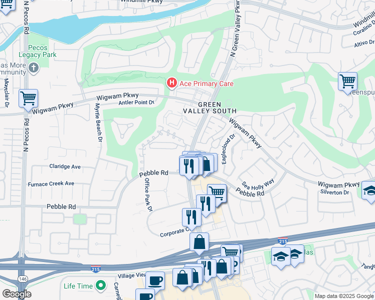 map of restaurants, bars, coffee shops, grocery stores, and more near 2124 Polynesia Circle in Henderson