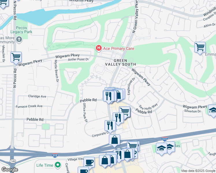 map of restaurants, bars, coffee shops, grocery stores, and more near 2124 Polynesia Circle in Henderson