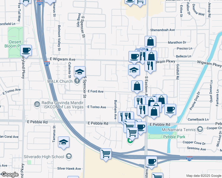 map of restaurants, bars, coffee shops, grocery stores, and more near 2047 Tanner Valley Circle in Las Vegas