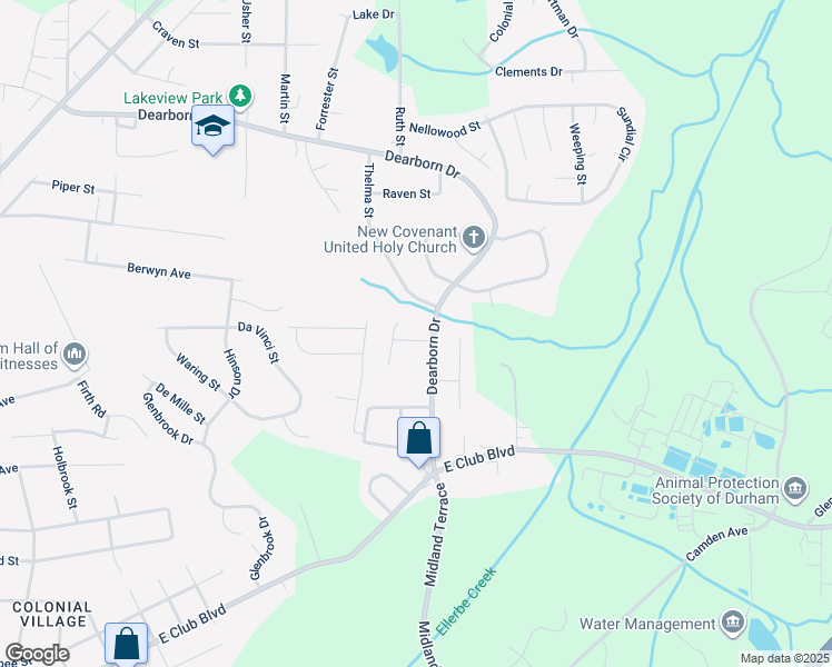 map of restaurants, bars, coffee shops, grocery stores, and more near 1309 Deer Run in Durham