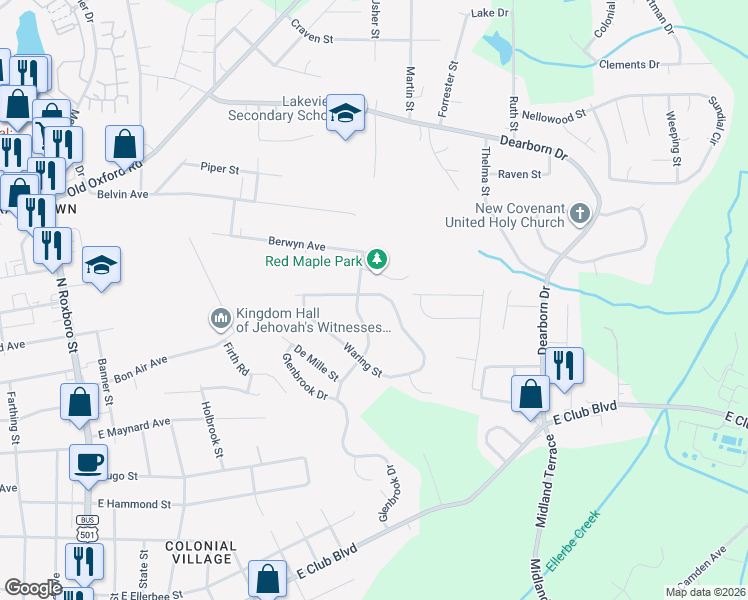 map of restaurants, bars, coffee shops, grocery stores, and more near 906 Da Vinci Street in Durham