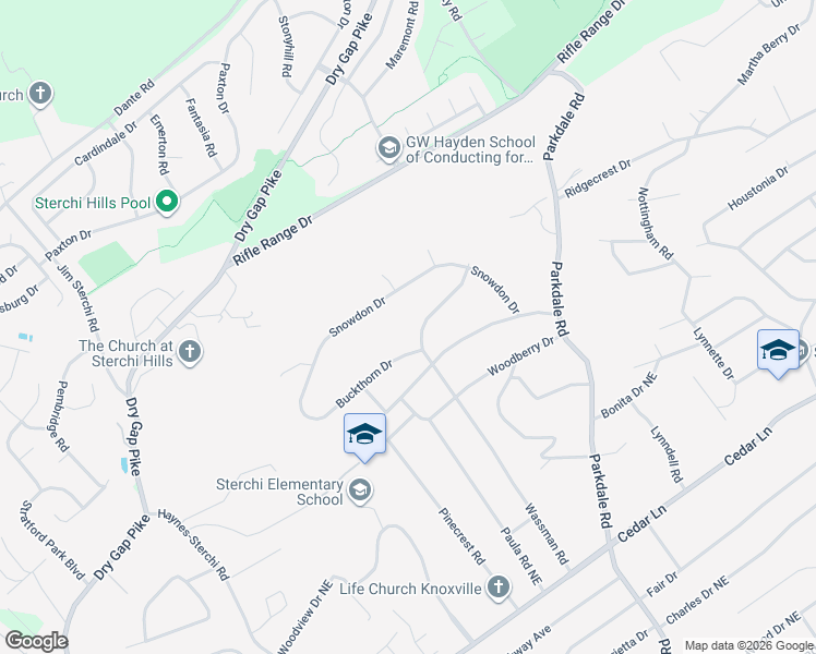 map of restaurants, bars, coffee shops, grocery stores, and more near 5909 Wassman Road in Knoxville