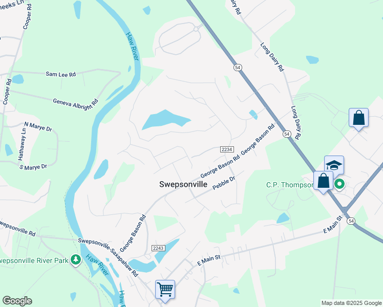 map of restaurants, bars, coffee shops, grocery stores, and more near 919 Broadlands Way in Graham