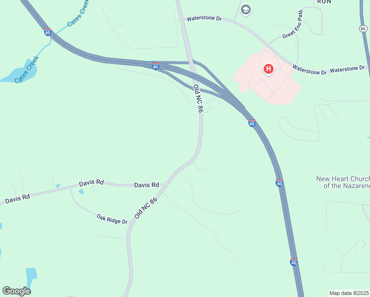 map of restaurants, bars, coffee shops, grocery stores, and more near 3409 Old Ch Hills Road in Hillsborough