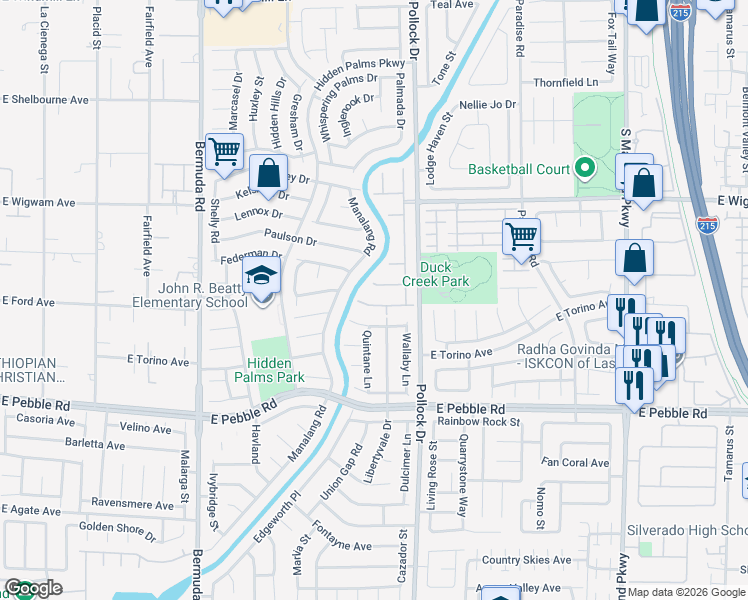 map of restaurants, bars, coffee shops, grocery stores, and more near 699 Tiffany Bend Street in Las Vegas