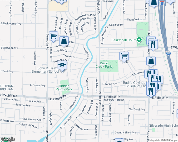 map of restaurants, bars, coffee shops, grocery stores, and more near 699 Tiffany Bend Street in Las Vegas